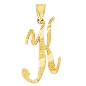 14k Real Solid Gold Initial Pendant Necklace - Personalized Letter Jewelry Gifts